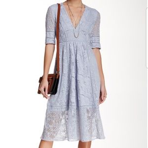 Free People midi blue lace dress